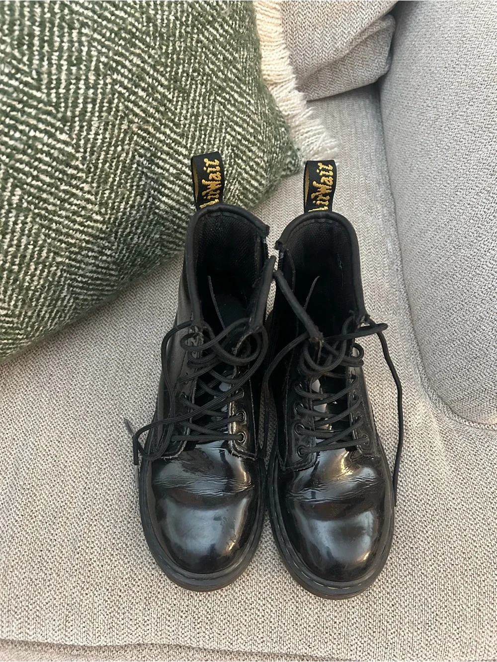 Black Patent Lace-Up Combat Boots - Dr. Martens